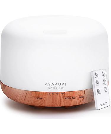 ASAKUKI 500ml Premium, Essential Oil Diffuser with Remote Control, 5 in 1 Ultrasonic Aromatherapy Fragrant Oil Humidifier Vaporizer, Timer and Auto-Off Safety Switch A-yellow
