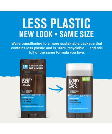 Every Man Jack Fresh Air Men s Deodorant - Stay Fresh with Aluminum Free Deodorant For all Skin Types - Odor Crushing Long Lasting with Naturally Derived Ingredients - 3oz (2 Pack) - Buy Online on GoSupps.com