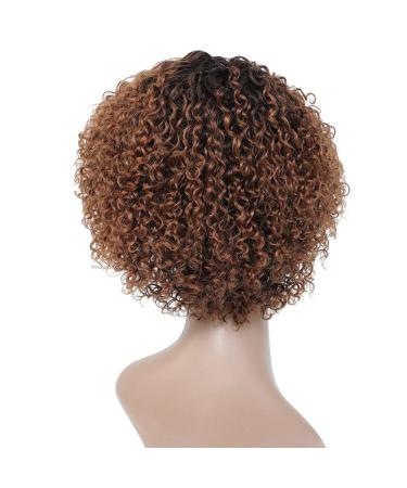 Short Ombre Kinky Curly Wig for Black Women - Glueless Human Hair Wig with Bangs - Buy Online on GoSupps.com