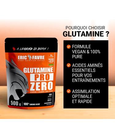 L-GLUTAMINE AMINO ACIDS VEGAN - Glutamine Pro Zero - Powder 100% Amine Acid Bodybuilding - Pure Glutamine - Performance - Intense Exercises - Neutral Taste - French Laboratory Eric Favre - Buy Online on GoSupps.com