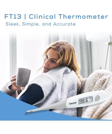 Beurer FT13 Clinical Thermometer for Adults - Oral Fever Thermometer with Fever Alarm - 30 Second Measurement - C/F Switchable Tip - White - Buy Online on GoSupps.com
