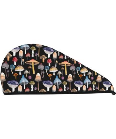 Ultra Soft Absorbent Mushroom & Autumn Leaves Microfiber Hair Towel Wrap | Quick Dry Coral Velvet for Women with Long Curly Thick Hair - Buy Online on GoSupps.com