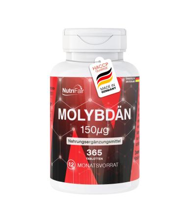 Molybd ne 150 g - 365 comprim s contenant chacun 150 g - Molybdate de sodium - Hautement dos - 100% v g talien - Fabrication allemande et test en laboratoire - NutriFair | Premium & Fair