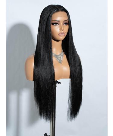 Joedir 30-Inch 13x4 Straight Lace Frontal Wig - Pre-Plucked Synthetic Black Gluely Wig for Women with Baby Hair - Free Parting Light Yaki Style - Buy Online on GoSupps.com