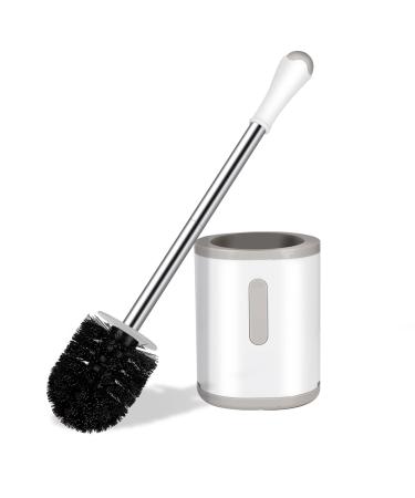 Toilet Brush and Holder Compact Size Toilet Bowl Brush with Stainless Steel Handle Small Size Plastic Holder Easy to Hide Space Saving for Storage Drip-Proof Easy to Assemble Deep Cleaning 1 Pack