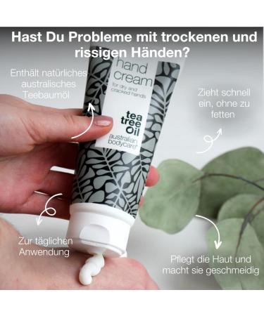 Hand Cream 100ml | Vegan Natural Tea Tree Oil for Very Dry Hands | Repair Rough & Cracked Skin | Men & Women - Buy Online on GoSupps.com