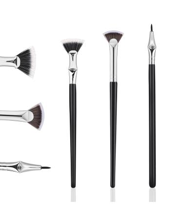 3PCS Folding Angle Scalloped Lash Brush Multifunctional Fan Shaped Mascara Fan Brush for Lashes Clump Eyelash Brush Lash Wand Brush Makeup Tool Eyelash Comb Separator for Upper Lower Eye Lash