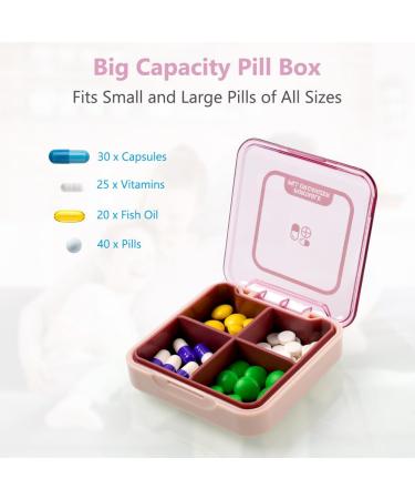 ACWOO Pill Organizer - 7-Day Portable Medication Box with 4 Compartments - Travel-Friendly Daily Pill Dose (Dark Red) - Buy Online on GoSupps.com