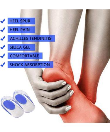 3 Pair Gel Heel Cups Plantar Fasciitis Inserts - Silicone Gel Heel Pads for Heel Pain & Shock Absorbing Support - Blue (Size L) - Buy Online on GoSupps.com