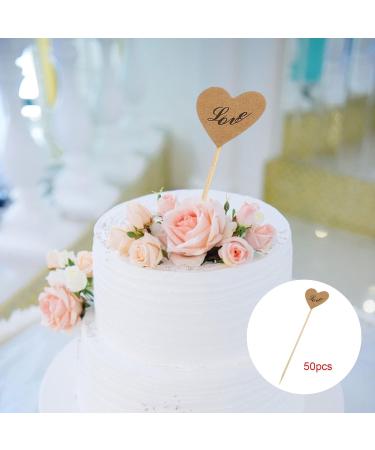 harayaa 50Pcs Rustic Kraft Paper Cupcake Topper Heart Cupcake Picks Sweet Love Theme Birthday Cake Decoration for Party Love - Buy Online on GoSupps.com