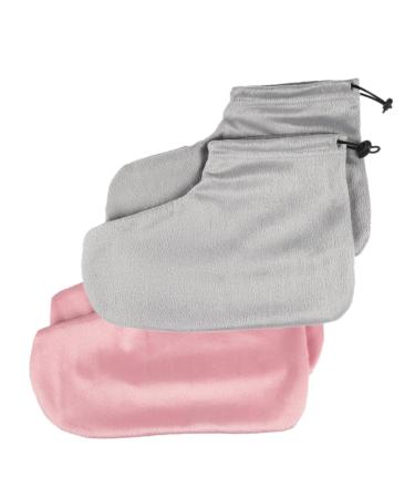 ULTECHNOVO 2 Pair Wax Care Booties Paraffin Wax Clothes Paraffin Wax Feet Moisturizing Wax Foot Covers Paraffin Wax Foot Liners Gel Heel Socks Heat Preservation Foot Strap Insulation Cotton 28x20cm Pink