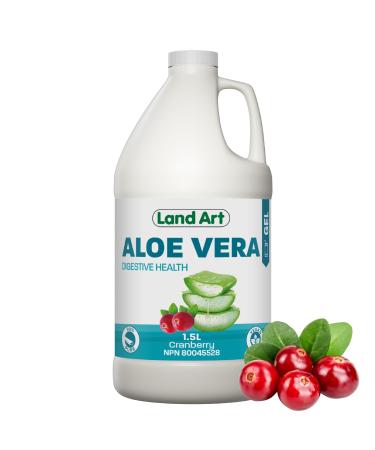 Pure Aloe Vera Drinkable Gel Cranberry Flavor 1.5L - for Heartburn Relief & Acid Reflux - Cold-Processed - from Organic Fresh Leaves - Made in Canada