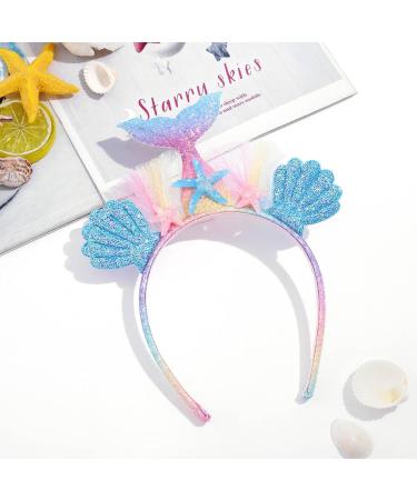 IYOU Sequin Mermaid Headband Blue Starfish Hair Hoop Shell Party Costume Hair Accessories for Women and Girls - Buy Online on GoSupps.com