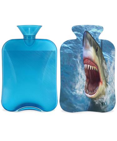 Shark hot water bottle with a fluffy cover 2l capacity hot bottles for children men women Shark Ocean Warm water bottle for cozy nights pain relief back
