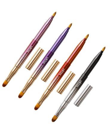 4 Piece Gradient Retractable Makeup Brush Set for Lips, Eyes, and Foundation - Dual End Travel Brush Tool with Cap - Buy Online on GoSupps.com