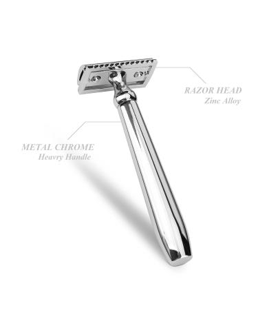 CSB Classic Double Edge Safety Razor - Reusable Chrome DE Razor for Men & Women | 10 Blades Included - Eco-Friendly Shaving Solution - Buy Online on GoSupps.com