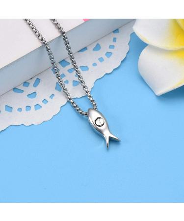 Personalized Oppjb Ash Urn Necklace - Stainless Steel Jesus Fish Memorial Jewelry for Pets & Loved Ones - Buy Online on GoSupps.com