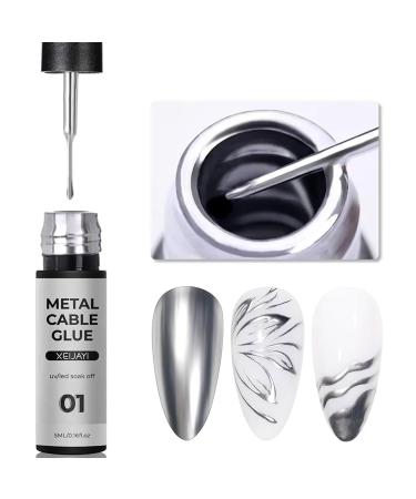 Peel off Metallic Gel Nail Polish - Silver Chrome Nail Gel Polish Liner - Metal Painting Gel Liner Nail Art 3D Mirror - Painting Gel Polish Starter Gel for Swirl Nails