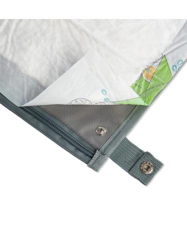 Luxdag Wrap Pad 60x60cm - Washable Changing Mat with Compartments for Diapers & Wipes - Portable Diaper Bag in Gray/Flower Print - Buy Online on GoSupps.com