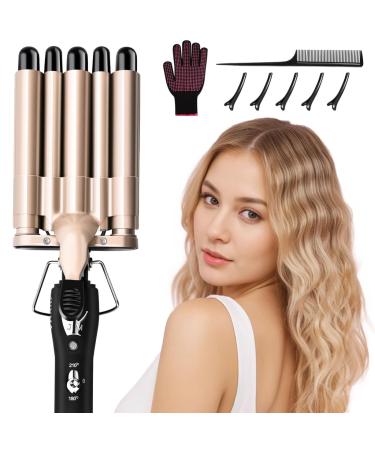 Dazspirite 5 barrels of waves for large curly winders wave iron for hair with adjustable temperature curling iron 5 barrels for long/short hair hair styling