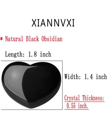 XIANNVXI 45mm 1.8 Black Obsidian Healing Heart Stones | 100% Natural Gemstone Crystals | Reiki Crystal Gifts - Buy Online on GoSupps.com
