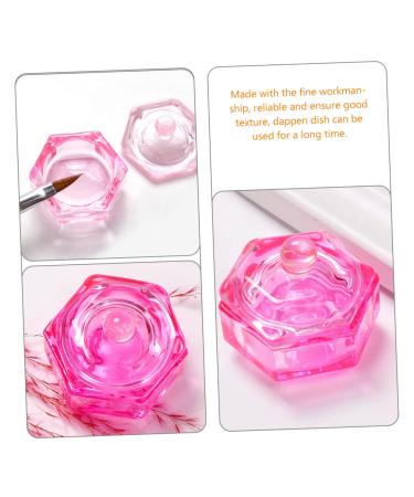 Minkissy 2pcs Dappen Dish with Lid - Novelty Papter Dish Bowl & Monomer Holder for Nail Tips | Clear Cuticle Bit & Nail Manicure Tools - Pink Acrylic Glass 4.3x4.3cm - Buy Online on GoSupps.com