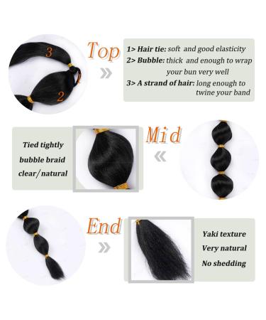 Puff Braid Ponytail: 30 Inch Afro Bubble Extensions for Black Women - 5.6 Ounces, 1B Black - Buy Online on GoSupps.com