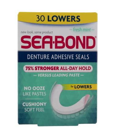 Sea-Bond Lowers Denture Adhesive Seals Fresh Mint - 30 ct Pack of 5