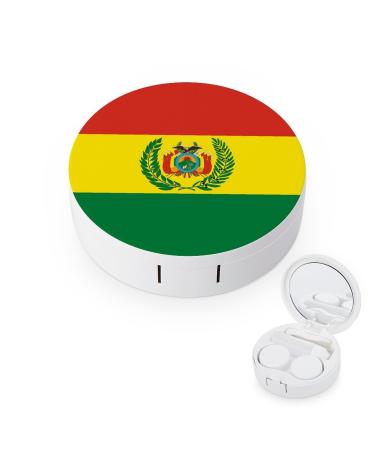 Bolivia Flag Contact Lens Case Travel Portable Travel Contact Lens Box with Mirror