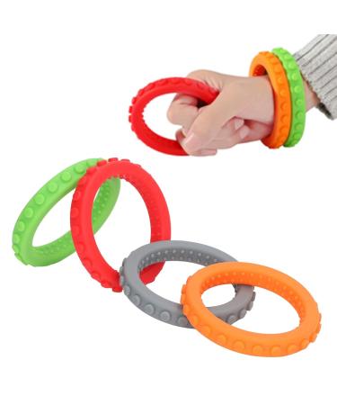 4-Piece Silicone Baby Bite Ring Bracelet - Coolable Heat-Resistant Gum Relief Dental Toys for Front Teeth - Buy Online on GoSupps.com