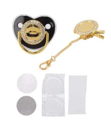 Bling pacifier with chain clip pp-silicone 6 18 months baby ergonomic design DIY-Enken stylish for baby parts baptisms and more (m)