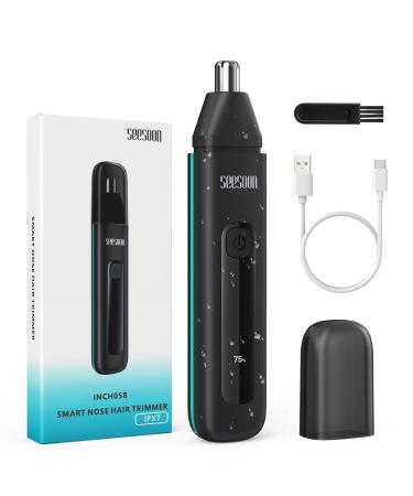 seesoon Nose Hair Trimmer for Men - 2024 Professional Painless Ear Hair Trimmer for Men Women IPX7 Waterproof USB Rechargeable Easy Cleaning Dual Edge Blades Smooth Nose Hair Trimmer Green