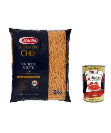 Italian Gourmet E.R. Barilla Pasta Selezione Oro Chef Pennette Rigate N 72 Lot de 6 p tes italiennes 3 kg + Polpa Italian Gourmet 400 g