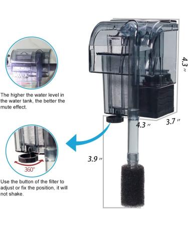 Boxtech Aquarium Hang On Filter - 5-10 Gal Submersible Power Waterfall Oxygen Pump for Fish Tank Filtration - Buy Online on GoSupps.com