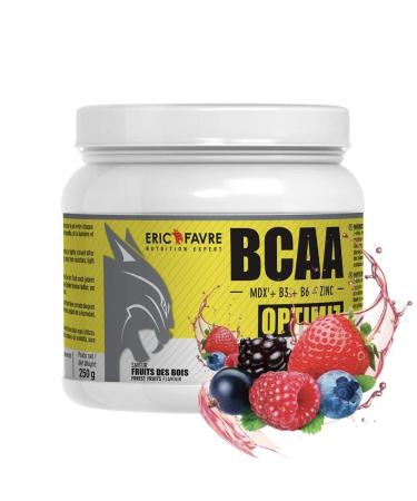 BCAA OPTIMIZ Amino Acids BCAA 2.1.1 Enriched with Vitamin B + Zinc Helps Reduce Fatigue 250 g French Laboratory Eric Favre Fruits des Bois