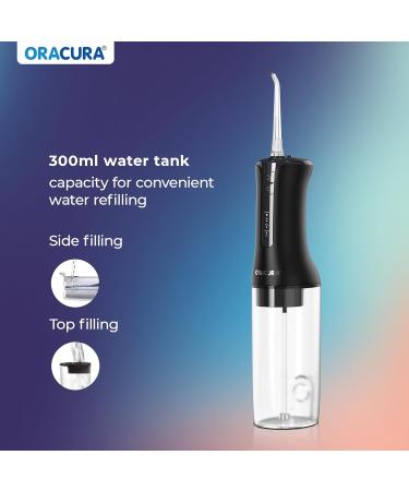 ORACURA Water Dental Flosser - Portable 4 Modes Oral Irrigator IPX7 Waterproof 300ml Tank 2 Jet Tips | Travel-Friendly Teeth Cleaner - Buy Online on GoSupps.com