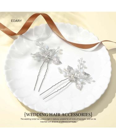 Edary Crystal Hairpins for Bride - Elegant Wedding Hair Accessories - Silver Hair Clips (Set of 2) - Buy Online on GoSupps.com