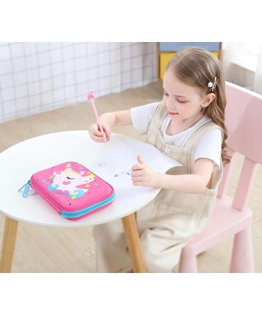 Pencil Case for Girls  3D Cute EVA Unicorn Pen Pouch Stationery Box Anti-Shock Large Capacity Multi-Compartment for School with 4 unicorn pens Unicorn2 pink - Buy Online on GoSupps.com