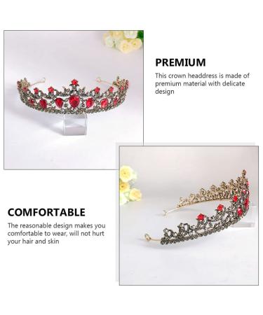Lurrose Baroque Wedding Crown Tiara - Rhinestone & Crystal Ruby Princess Headpiece for Bridal Engagement & Birthday Parties - Buy Online on GoSupps.com