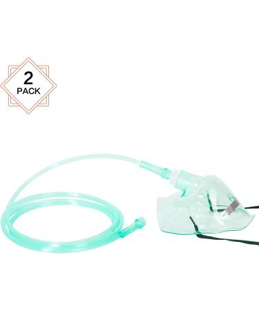2 Pack Standard Oxygen Mask with 6.6' Tubing - Adjustable Strap, Size L - Buy Online on GoSupps.com