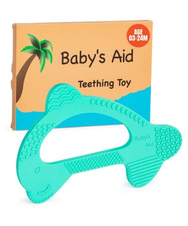 Baby's Aid Advanced Dolphin Teething Toy - Soothes Gums & Effective Teething Relief for Babies - Easy to Hold  BPA Free  Multi-Textured Silicone - Baby Teether Toys for Boys & Girls 3-24 Months Turquoise