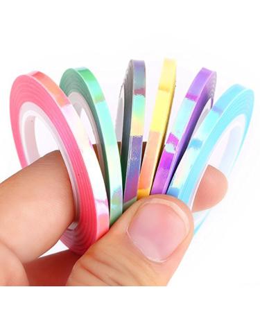 MEILINDS Nail Art Striping Tape Line Mermaid Candy Color Adhesive Sticker Set - 18 PCS - Buy Online on GoSupps.com