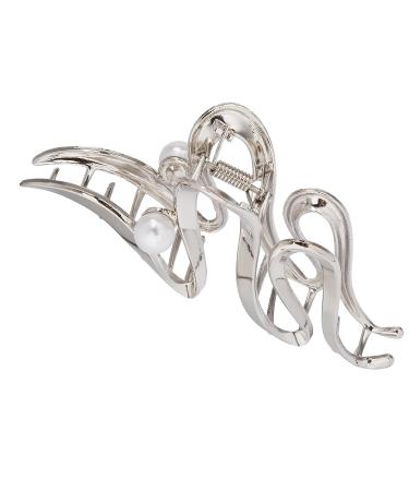 iFiner Metal & Pearl Hair Claw Clips - Set of 2 | Gold & Silver | Large Non-Slip Barrette for Women & Girls | Stylish Hair Accessories - Buy Online on GoSupps.com