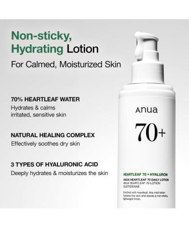 ANUA Lotion Quotidienne Heartleaf Hydratant Pour Le Visage L'Acide Hyaluronique Pour Peaux Sensibles L g re 200 Ml/6 76 Oz Liq. - Buy Online on GoSupps.com