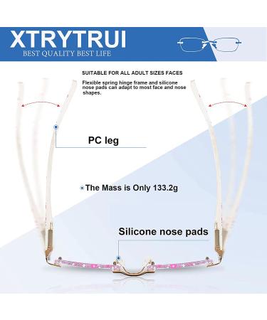 Women's Blue Light Blocking Rimless Reading Glasses | Elegant Artistic Eyeglasses | Mixcolour 1.5 x Magnification - Buy Online on GoSupps.com