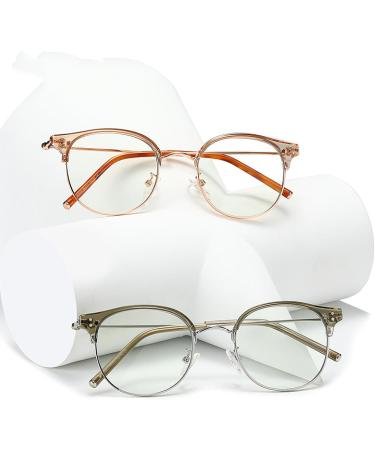 SERONI TR90 Blue Light Blocking Glasses for Men & Women - UV Protection Round Frame Green-Silver 49mm - Buy Online on GoSupps.com