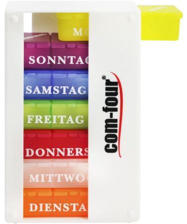 Com-Four 2x Drug Doser - 7-Day Medication Box with 3 Compartments | Pill & Tablet Organizer in White & Purple - Ideal for Morning Lunch & Evening Doses - Buy Online on GoSupps.com
