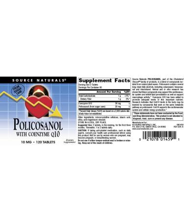 Buy Source Naturals Policosanol with Coenzyme Q10 - 10mg 120 Tablets | International Shipping Available - Buy Online on GoSupps.com