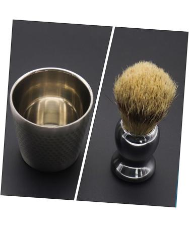 POPETPOP Beard Brush Set & Shaving Bowl - 2 Pcs Fiber Wool | Premium Grooming Tool for Men - International Shipping - Buy Online on GoSupps.com