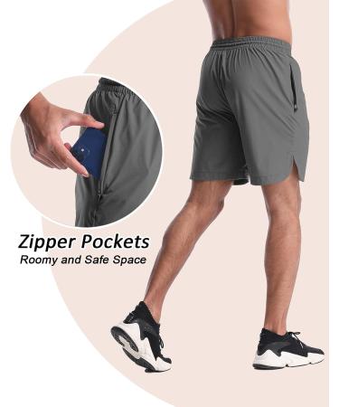 CANGHPGIN Men's 7 Workout Shorts 2 Pack with Pockets - Black/Dark Grey - Large - Buy Online on GoSupps.com